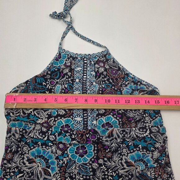 Merona Womens Halter‎ Style Floral Tankini Swim Top w/Tie Back Neck Size L Beach - Picture 10 of 12